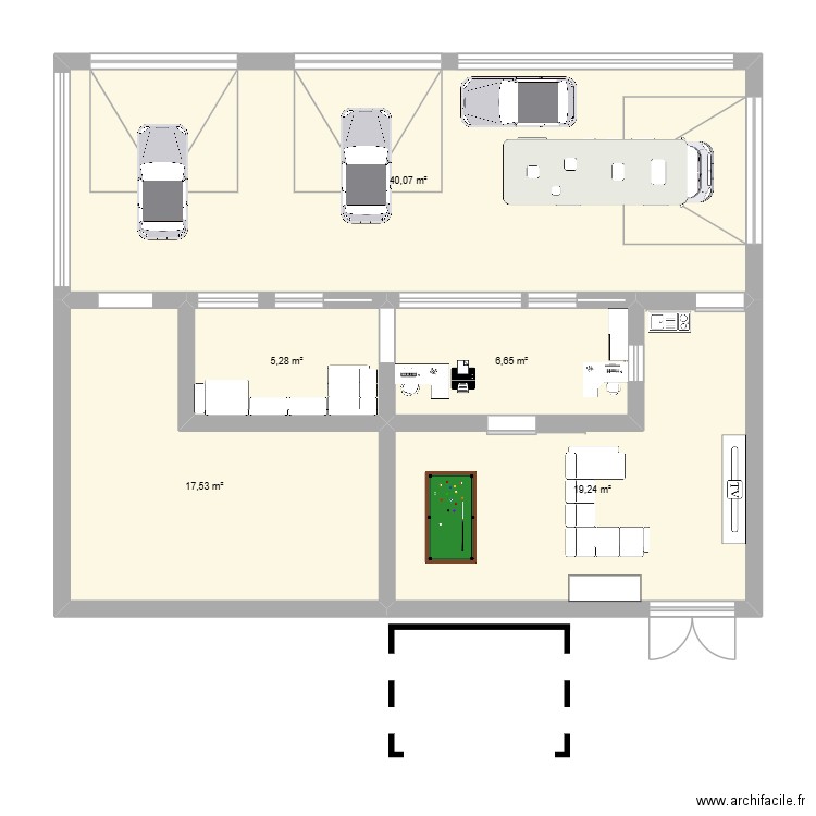 GARAGE. Plan de 5 pièces et 89 m2