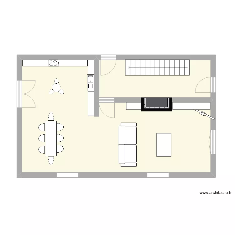 piece de vie existante. Plan de 