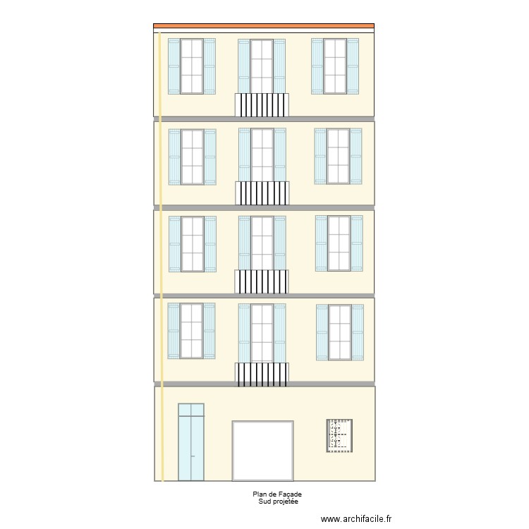 Façade Sud projetée 4. Plan de 0 pièce et 0 m2