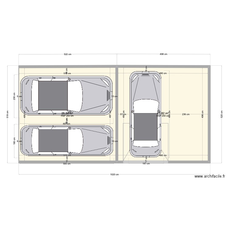 garage ERCE. Plan de 2 pièces et 49 m2