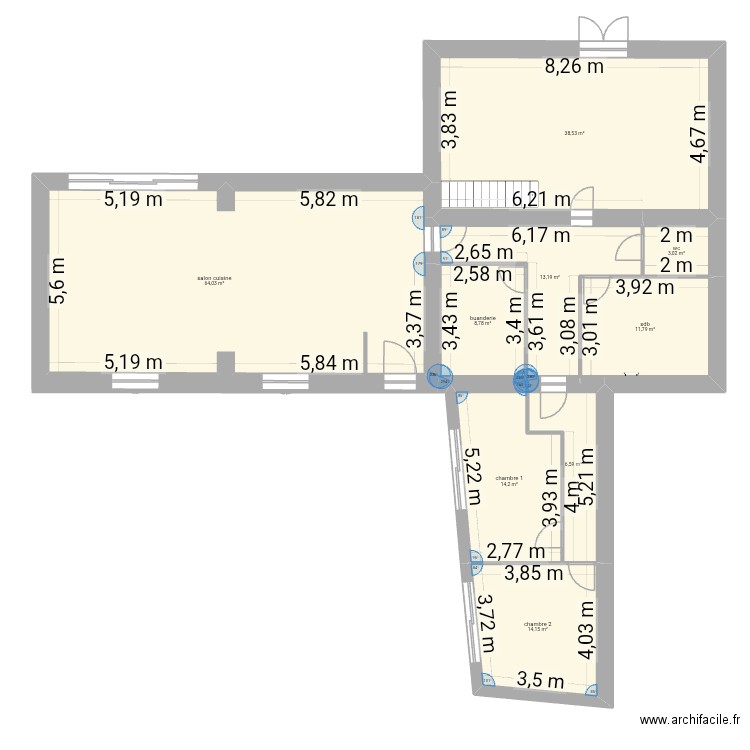 maison ben. Plan de 9 pièces et 174 m2