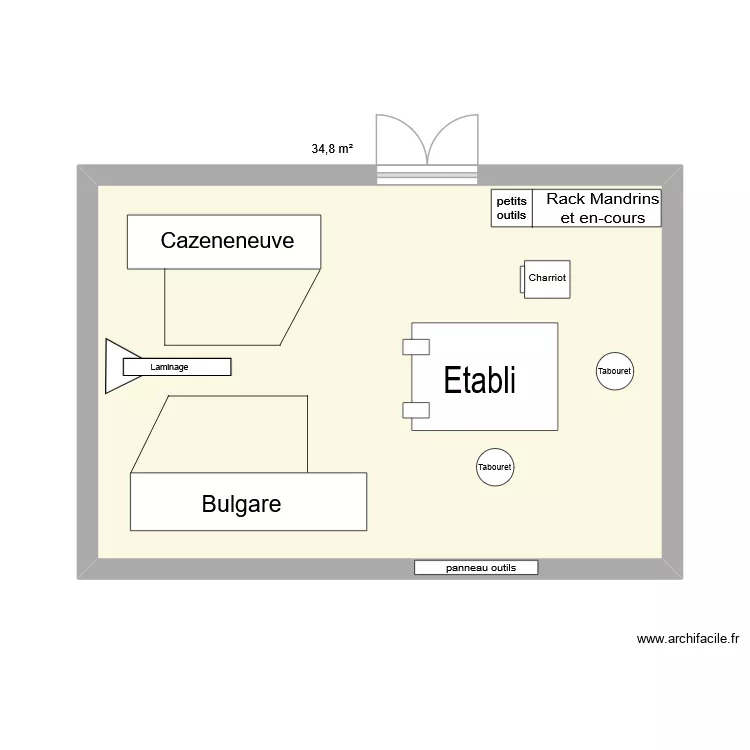 chaudronnerie V4. Plan de 1 Pièce et 35 m²