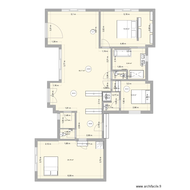 PLAN VAUJUS. Plan de 7 pièces et 126 m2