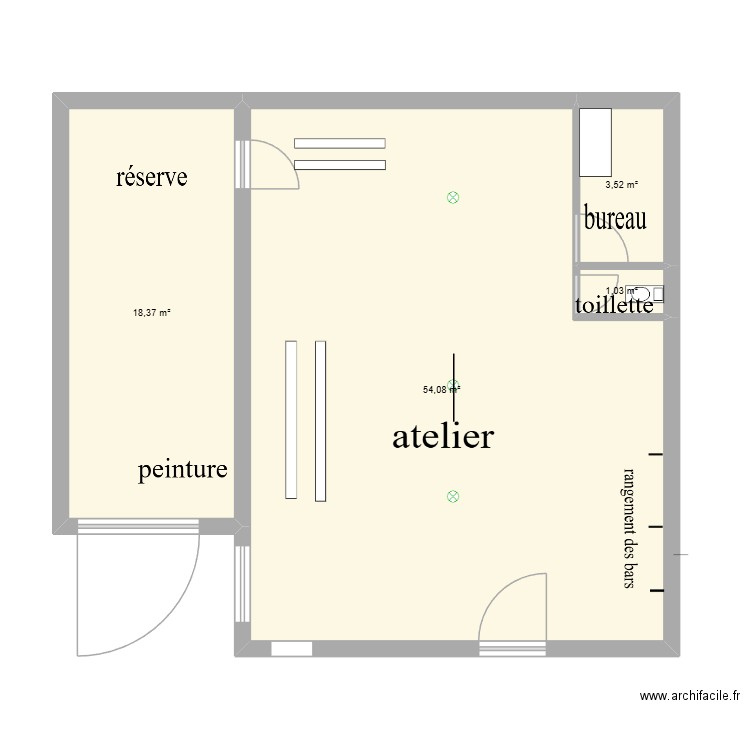 atelier tom. Plan de 4 pièces et 77 m2