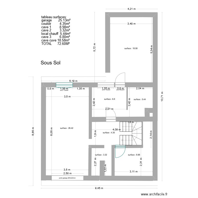 BOULANGER Marlène sous sol. Plan de 0 pièce et 0 m2