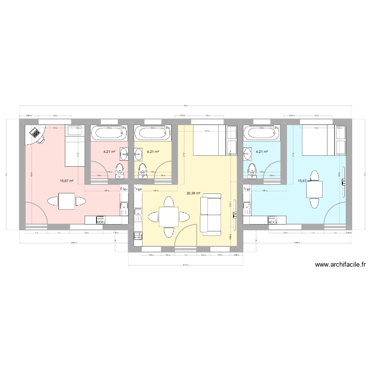 Apparteents brazza version 1. Plan de 0 pièce et 0 m2