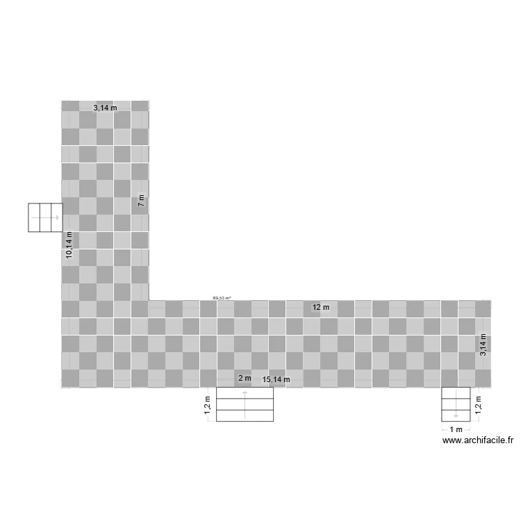 terrasse robert. Plan de 1  et 70 m²
