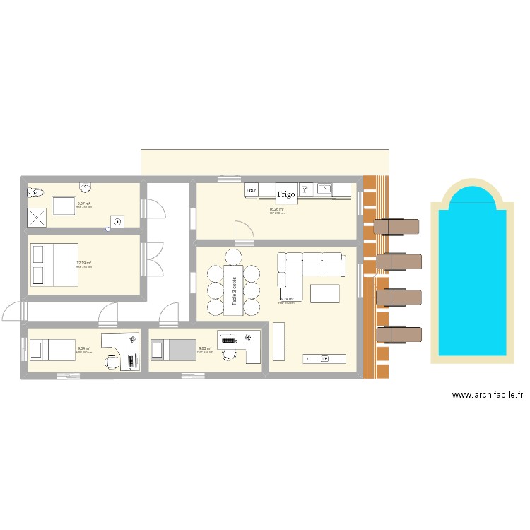 Maison guadeloupe croquis. Plan de 6 pièces et 85 m2