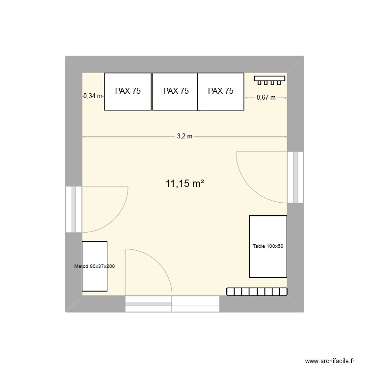 buanderie projet 3. Plan de 1 pièce et 11 m2