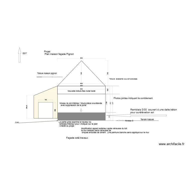 Fa&ccedil;ade Nord Ouest 123457890. Plan de 