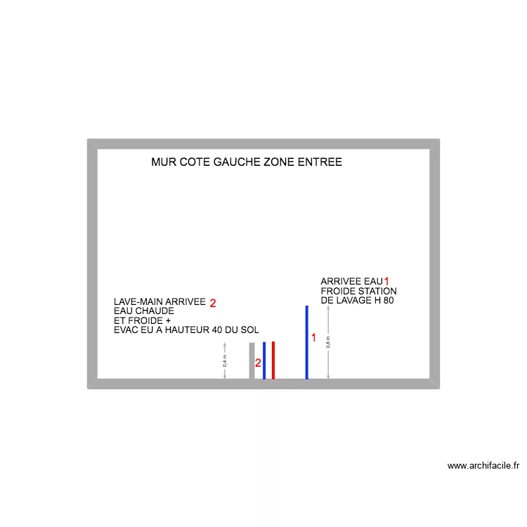 MUR COTE GAUCHE. Plan de 1 et 9 m² MUR COTE GAUCHE. Plan de 1 et 9 m²