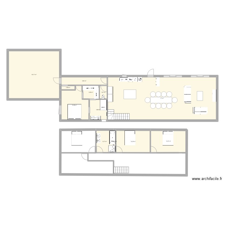 essai. Plan de 12 pièces et 179 m2
