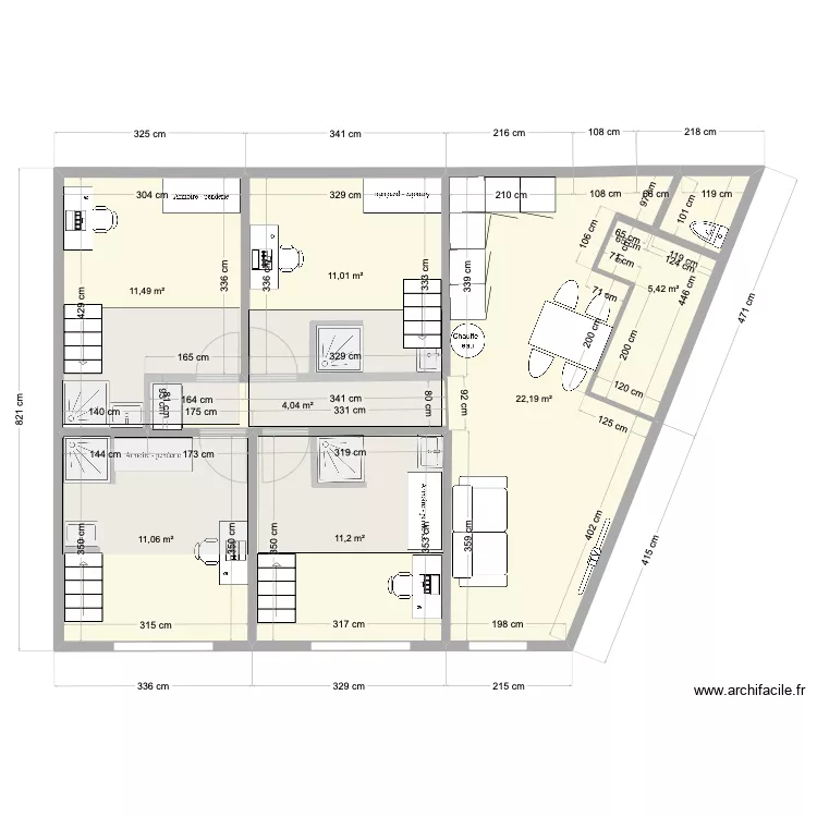 Moissons Etage 4 chambres. Plan de 