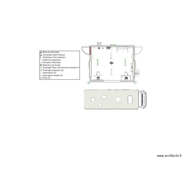 plan électrique cabine contrôle pont bascule. Plan de 1 pièce et 20 m2