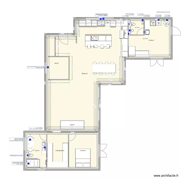 Plan RDC Etaules Plomberie. Plan de 12  et 155 m²