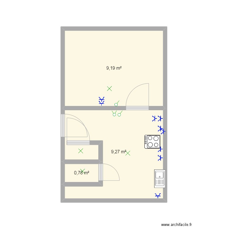 dider. Plan de 3 pièces et 19 m2