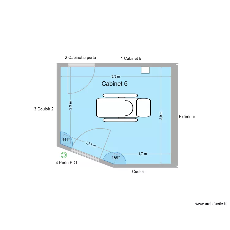 40254 Cabinet 6. Plan de 1  et 9 m²