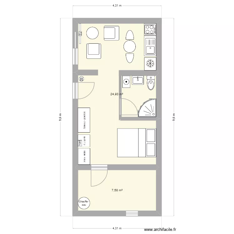 ext. Plan de 2  et 33 m²
