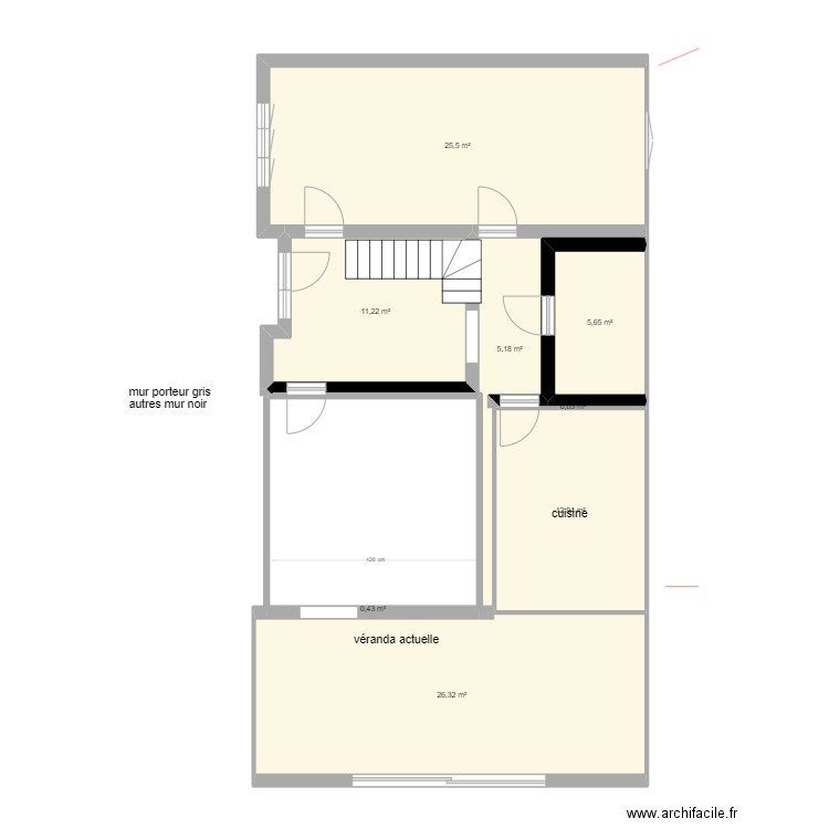 maison bruyere mur porteur. Plan de 8 pièces et 87 m2