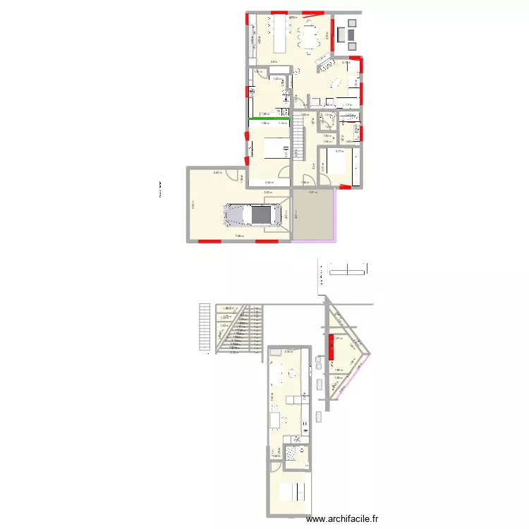 plan desse. Plan de 59  et 219 m²
