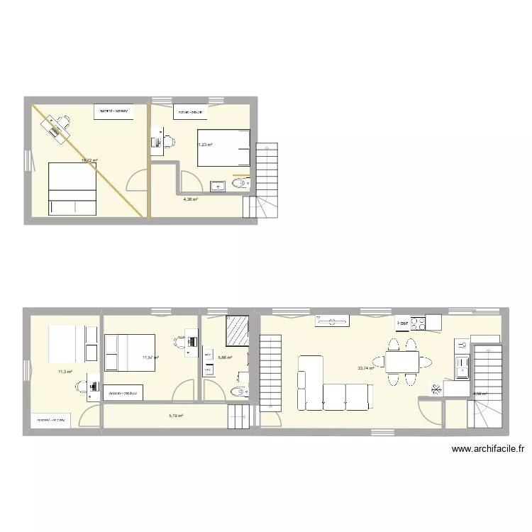 Panisset Projet 3. Plan de 9  et 107 m²
