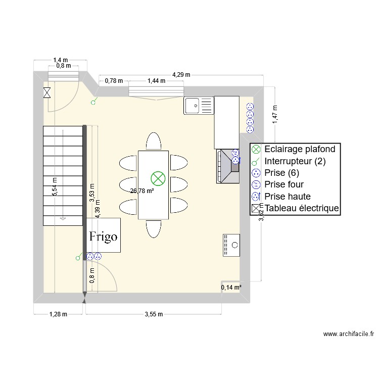 maison. Plan de 2 pièces et 27 m2