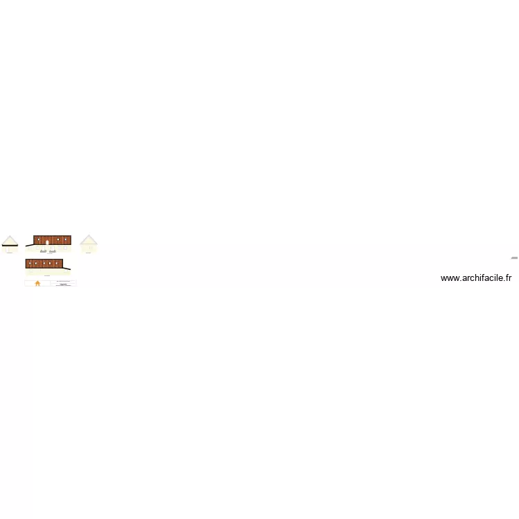 Plan facade et toiture. Plan de 8  et 134 m²