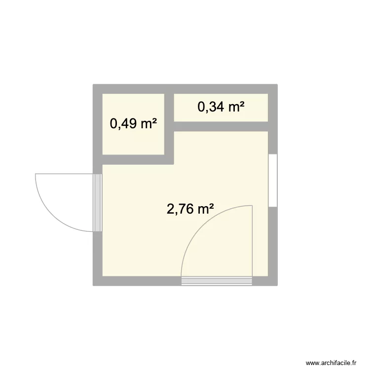 sdb arnaud. Plan de 3  et 4 m²