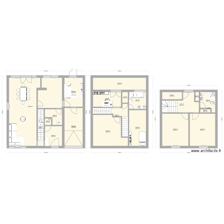 Maison. Plan de 21 pièces et 187 m2