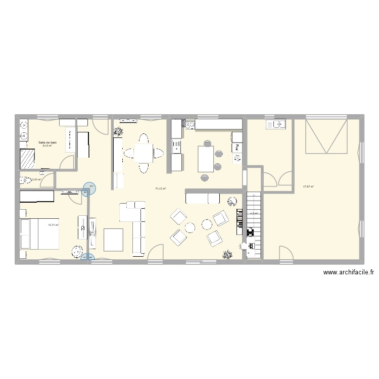 mouries principal. Plan de 6 pièces et 154 m2