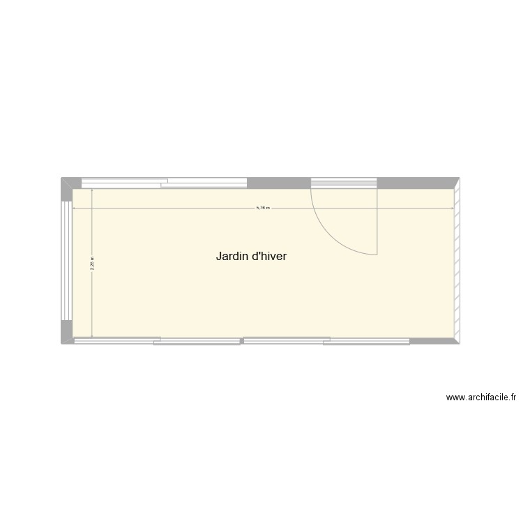 Jardin hiver. Plan de 1 pièce et 13 m2