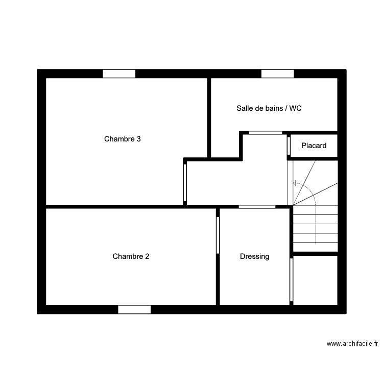 BAROU - 1er étage. Plan de 7 pièces et 38 m2
