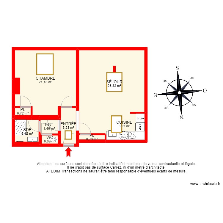 BI22040 -. Plan de 13 pièces et 64 m2