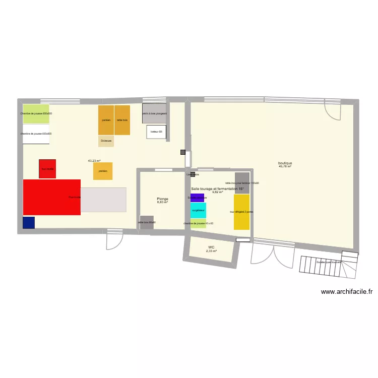 Boulangerie puligny 3. Plan de 5  et 108 m²