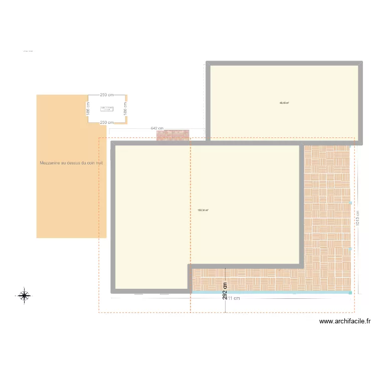 Cab&eacute;. Plan de 3  et 253 m²
