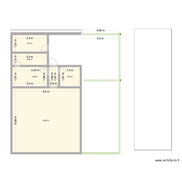 CASA PAULA. Plan de 5 pièces et 59 m2