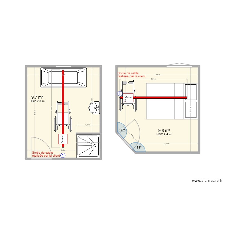 PUISSAIS (RENAUX) 47. Plan de 2 pièces et 20 m2
