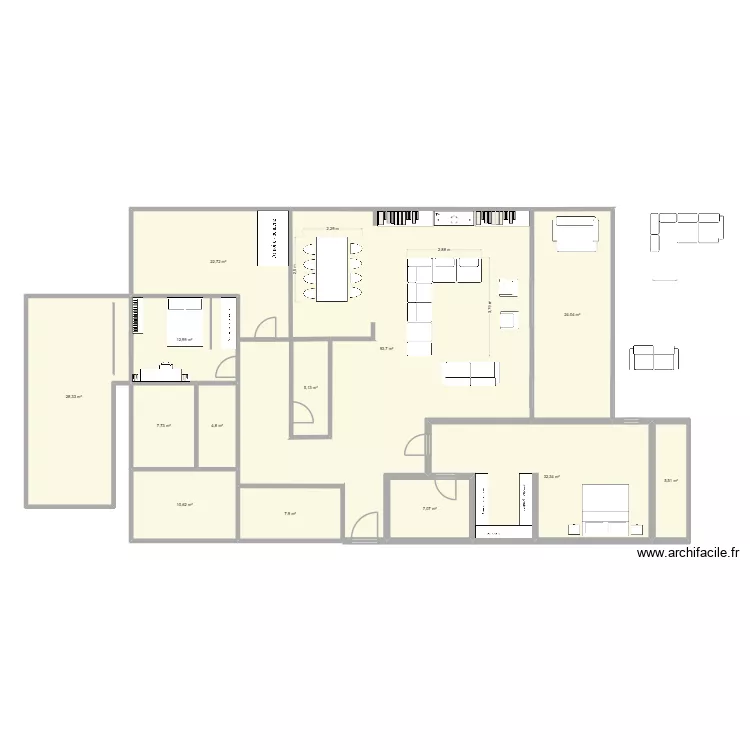 Bouskoura3. Plan de 13  et 269 m²