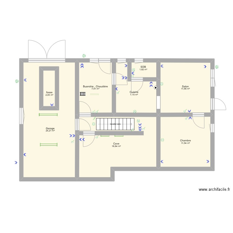garage. Plan de 8 pièces et 90 m2