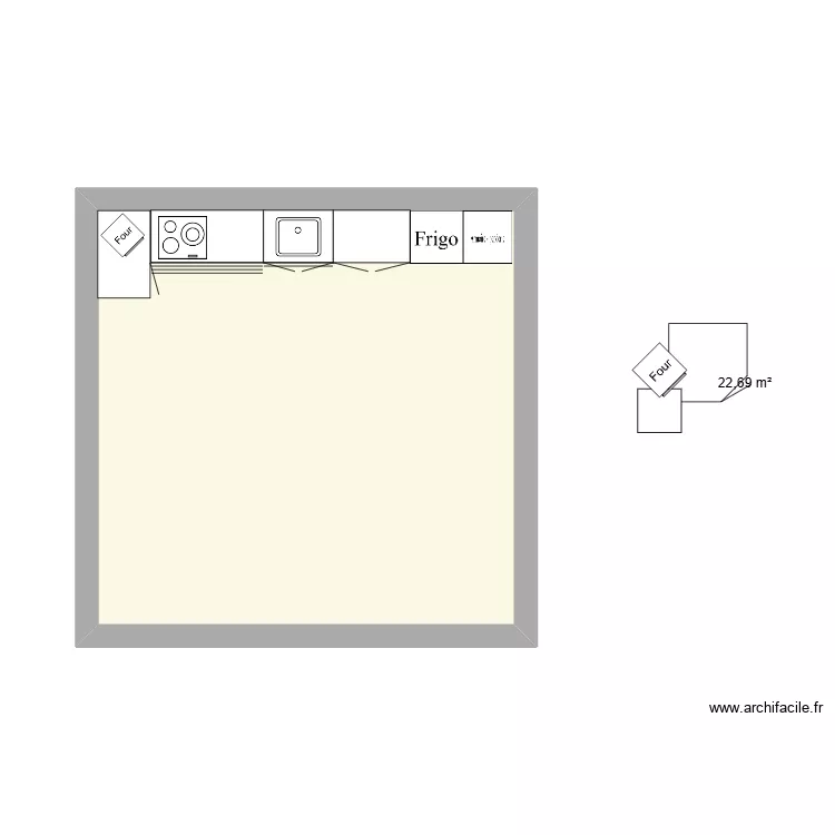 cuisine. Plan de 1 et 23 m² cuisine. Plan de 1 et 23 m²