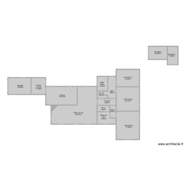 Dubois ye carrez. Plan de 17 Pièces et 83 m²