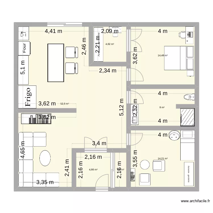Maison rafaelle. Plan de 7  et 101 m²