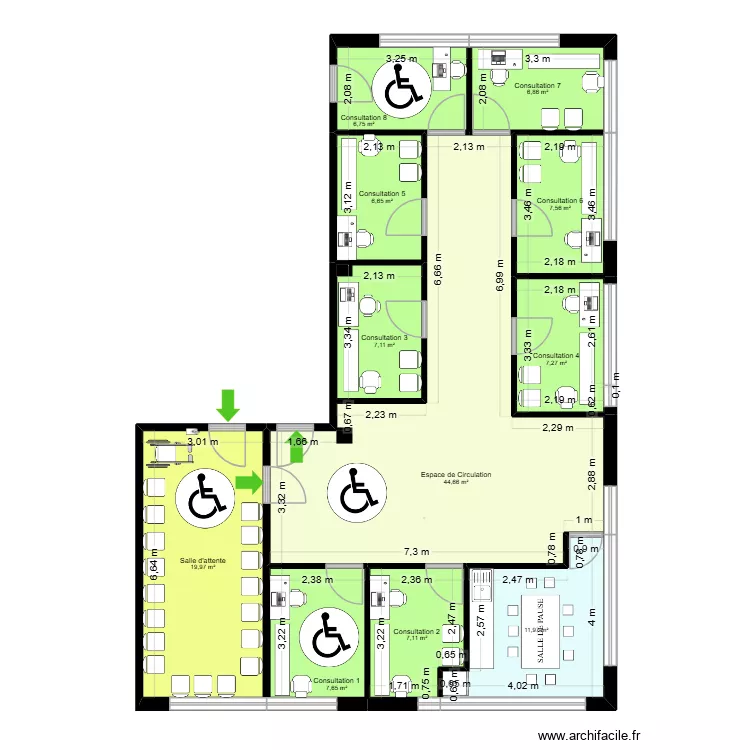 Velizy 2. Plan de 11  et 134 m²