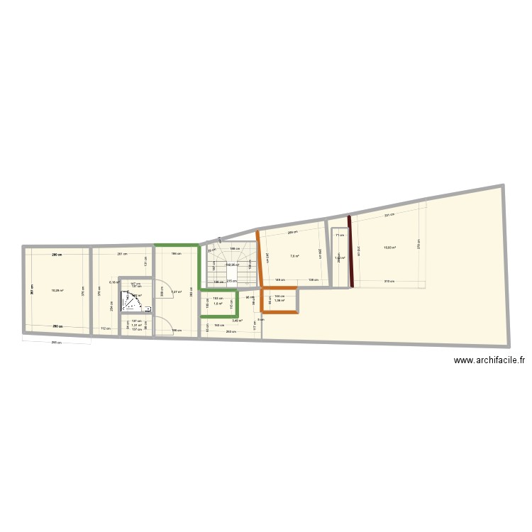 Zone 3 finale. Plan de 23 pièces et 155 m2