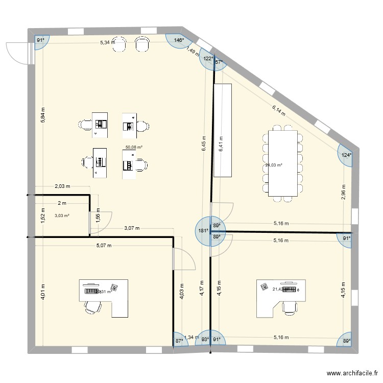 101. Plan de 5 pièces et 119 m2