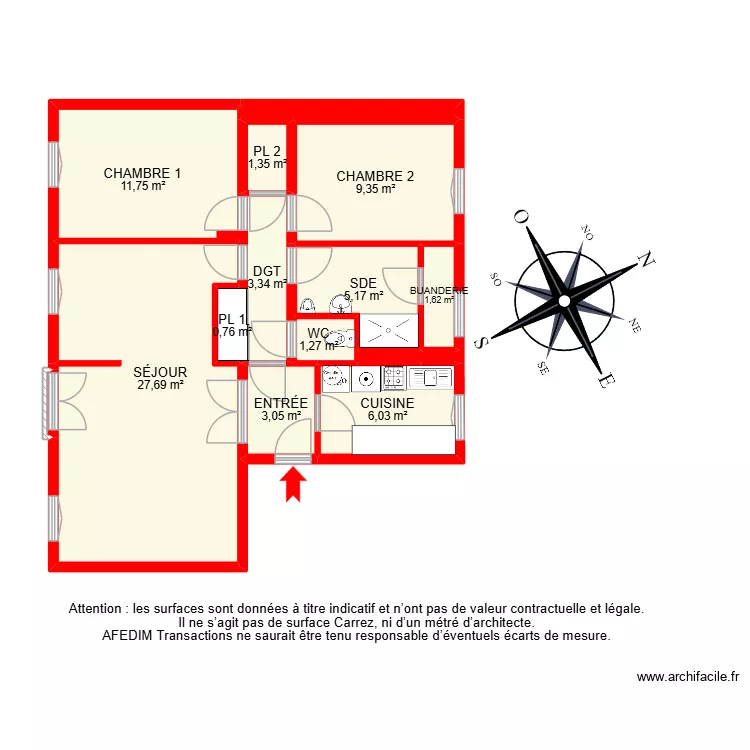 BI 35680. Plan de 16  et 87 m²