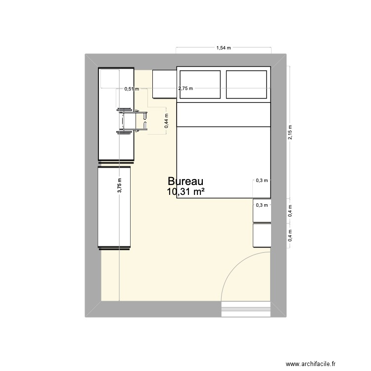dernier plan. Plan de 1 pièce et 10 m2