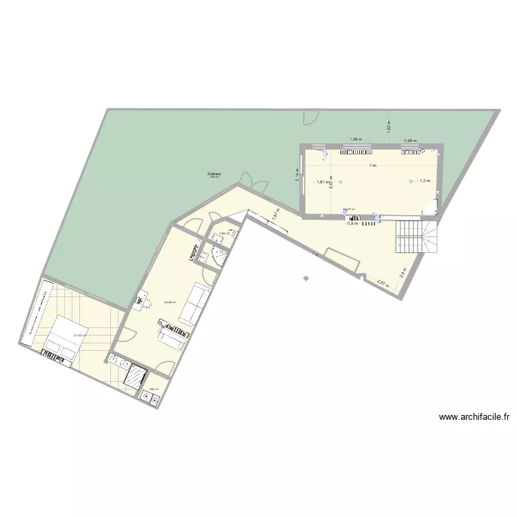 Maison 86m2 et extension 80m2. Plan de 6  et 204 m²