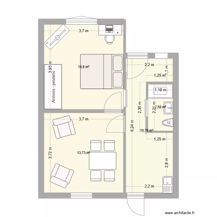 Ronsard 2. Plan de 4  et 42 m²