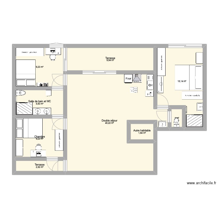 maman dream bousse. Plan de 9 pièces et 95 m2